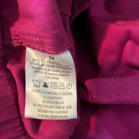 CAPRI JEGGINGS, VIVID FUSCHIA, SIZE 5X, PULL ON, 3 POCKETS, COTTON/SPANDEX, HEM - Picture 13 of 16